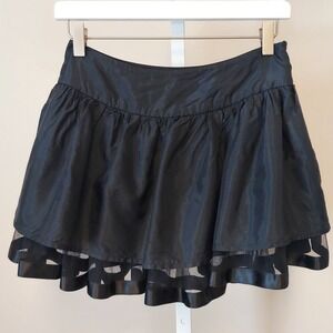 Forever 21 Black Taffeta Layered Mini Skirt XS Goth Whimsigoth Dark Coquette